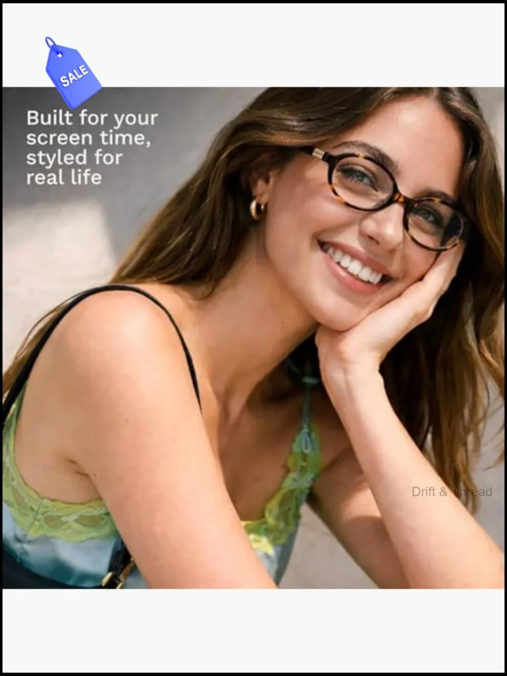 Y2K Oval Blue Light Glasses Women Metal Frame w/ Blush Case